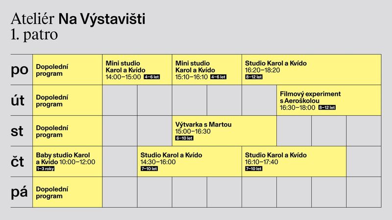rozvrh ateliér první patro